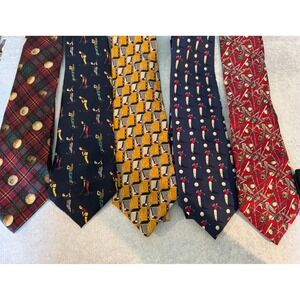 Set of 5 Golf-Themed Silk Ties – Perfect Father's Day Gift!
